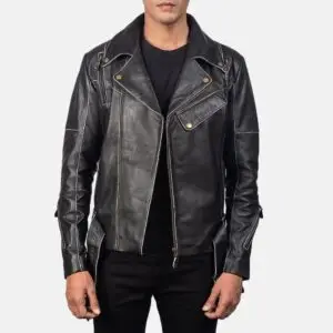 Leather biker jacket Premium leather Ergonomic design Versatile fashion Adjustable buckles