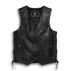 Men's leather vest Classic leather vest Premium quality vest Versatile men's fashion Comfortable leather apparel Timeless style vest Refined leather craftsmanship Stylish men's clothing Durable leather wear Elegant wardrobe essential