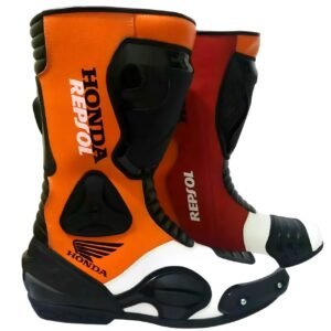 Honda Repsol MotoGP boots Leather motorcycle boots Racing footwear Premium motorcycle gear Repsol branded boots