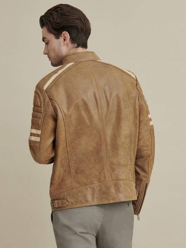 Carl Moto Jacket with Chest Stripe - Image 2