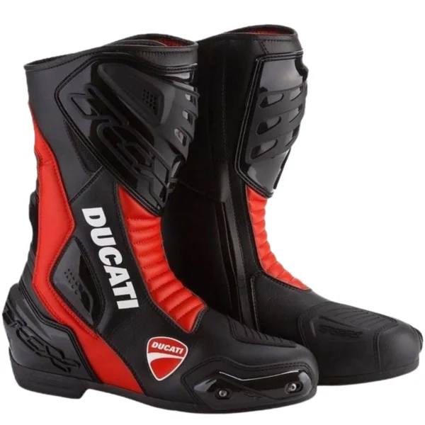 Ducati motorbike boots Leather riding boots black red High-performance motorcycle footwear Premium quality motorcycle gear Stylish protective biker boots Experience Luxury Riding