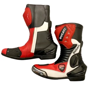 Comfortable biker boots Ducati motorcycle boots Leather riding boots High-performance motorcycle footwear Stylish motorcycle gear iconic symbols