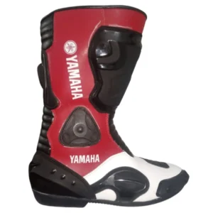 Yamaha Racing Leather Boots Handmade Track and street performance cycling Speed Lace System HydrX Membrane Weather protection 2-Piece Form-Fitting Tongue Construction Multi Eyelet Front Lace Fastening Fixed Liner with Fur Lining BTO Thermostatic Midsole Insert FXR High Traction Outsole Toe Kick design