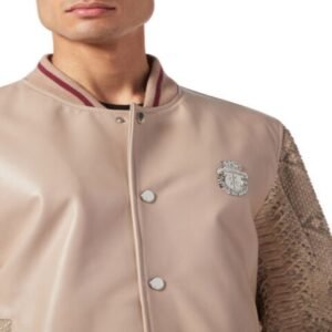 BILLIONAIRE PYTHON LEATHER MIX BOMBER