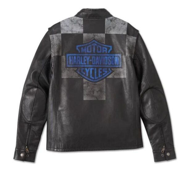 HARLEY MEN'S BLUE STEEL CONVERTIBLE LEATHER JACKET