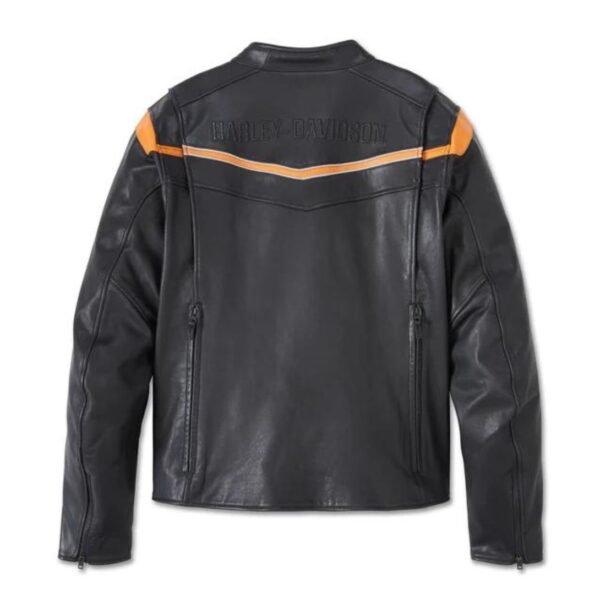 HARLEY MEN'S CAPITOL TRIPLE VENT SYSTEM 2.0 LEATHR JACKET ORANGE