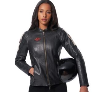 HARLEY WOMEN'S BLACKED OUT LEATHER PUFFER JACKET