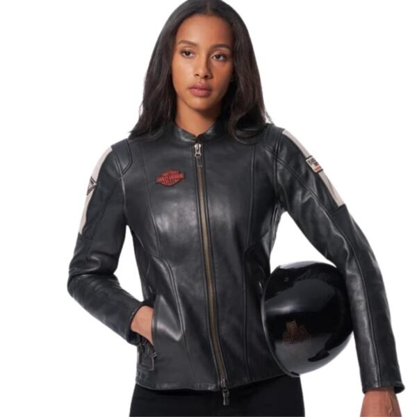 HARLEY WOMEN'S BLACKED OUT LEATHER PUFFER JACKET