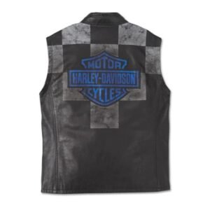 HARLEY MEN'S BLUE STEEL CONVERTIBLE LEATHER JACKET