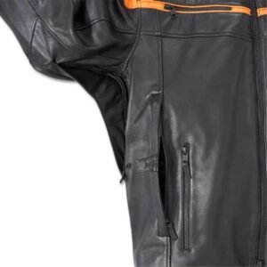 HARLEY MEN'S CAPITOL TRIPLE VENT SYSTEM 2.0 LEATHR JACKET ORANGE