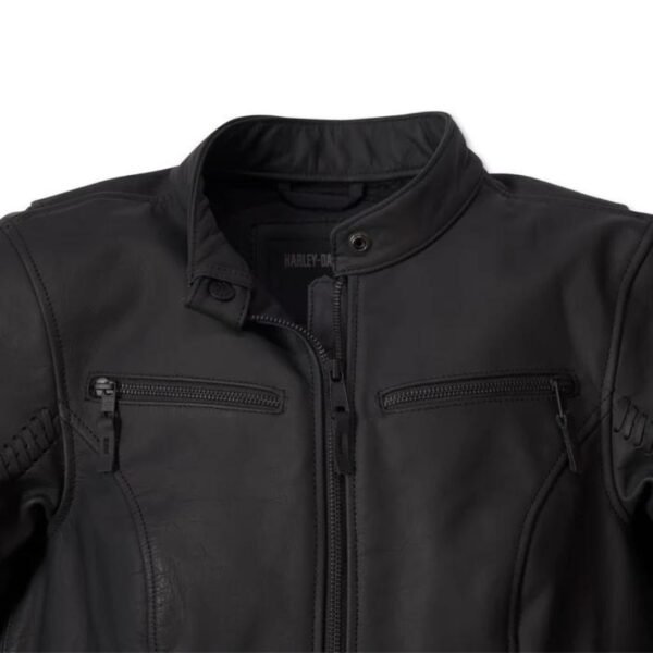 Sure, here's a meta description: "Discover the Harley Women's Moxie Willie G Laced Leather Riding Jacket. Stylish, durable, and built for the road. Explore it now!"