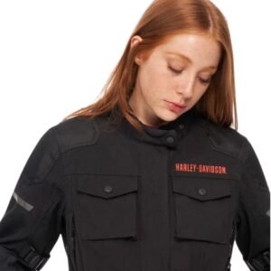 HARLEY WOMEN'S QUEST TRIPLE VENT SYSTEM WATERPROOF RIDING JACKET BLACK