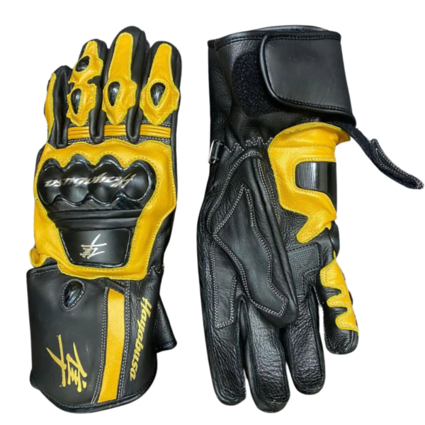 Suzuki Hayabusa motorbike racing leather gloves black & yellow Hayabusa motorcycle racing gloves black yellow Suzuki racing leather gloves for Hayabusa bike Black and yellow leather gloves for Suzuki Hayabusa racing Hayabusa sportbike leather gloves black & yellow