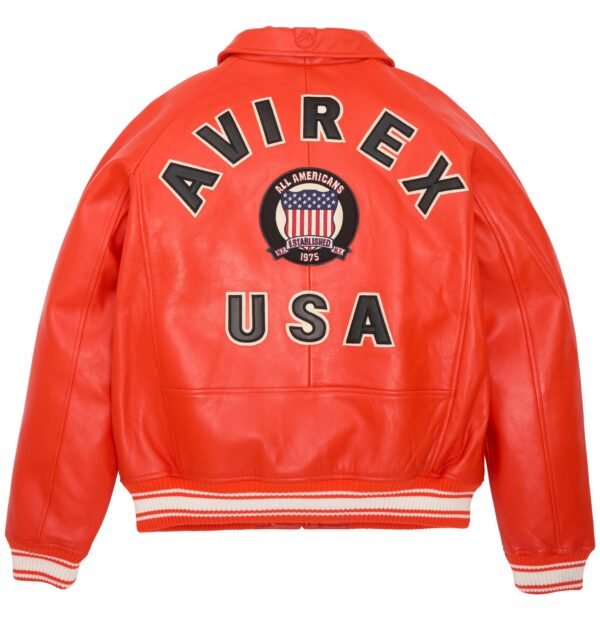 AVIREX ICON LEATHER JACKET IN ORANGE