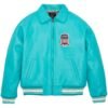 AVIREX ICON LEATHER JACKET IN TURQUOISE