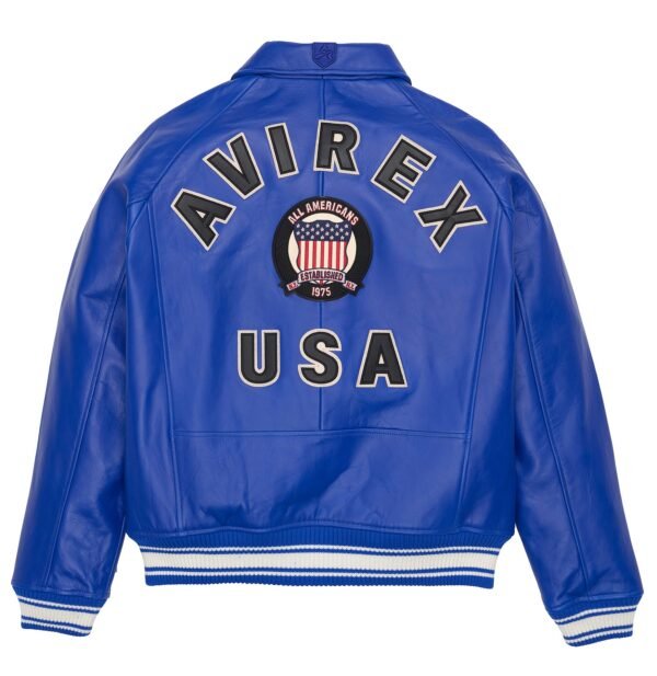 AVIREX ICON LEATHER JACKET IN COBALT