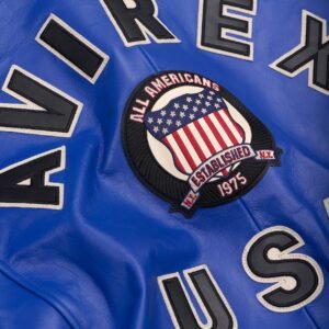 AVIREX ICON LEATHER JACKET IN COBALT