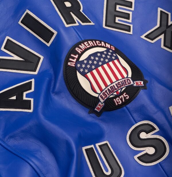 AVIREX ICON LEATHER JACKET IN COBALT