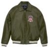 AVIREX ICON LEATHER JACKET IN OLIVE