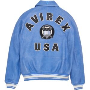 AVIREX LIMITED EDITION PEWTER METALLIC ICON JACKET IN DENIM