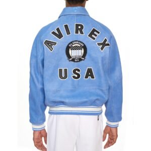 AVIREX LIMITED EDITION PEWTER METALLIC ICON JACKET IN DENIM