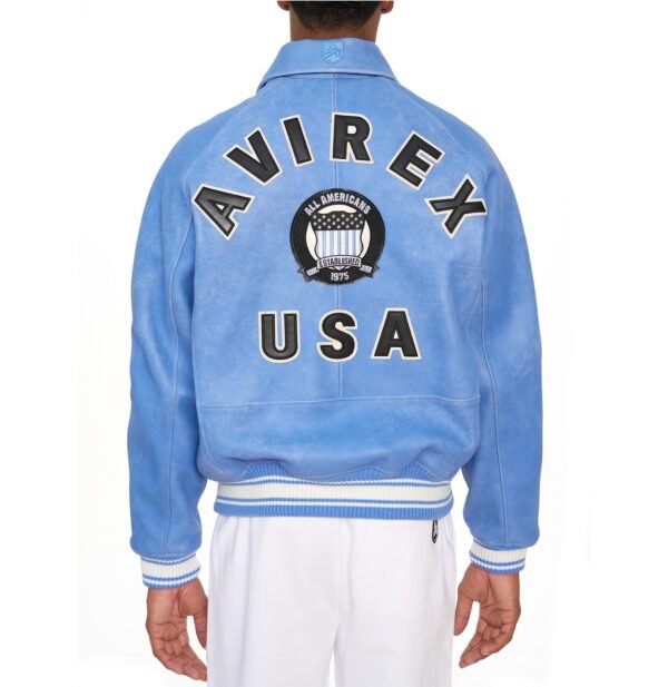 AVIREX LIMITED EDITION PEWTER METALLIC ICON JACKET IN DENIM