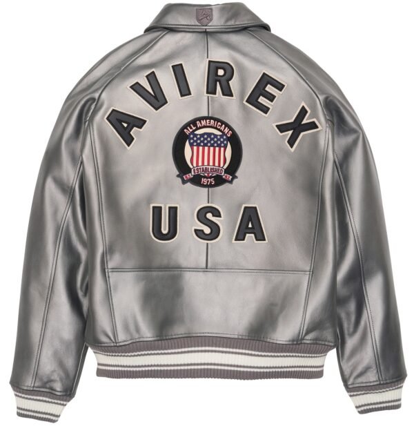 AVIREX LIMITED EDITION PEWTER METALLIC ICON JACKET IN METALLIC SILVER