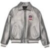 AVIREX LIMITED EDITION PEWTER METALLIC ICON JACKET IN METALLIC SILVER