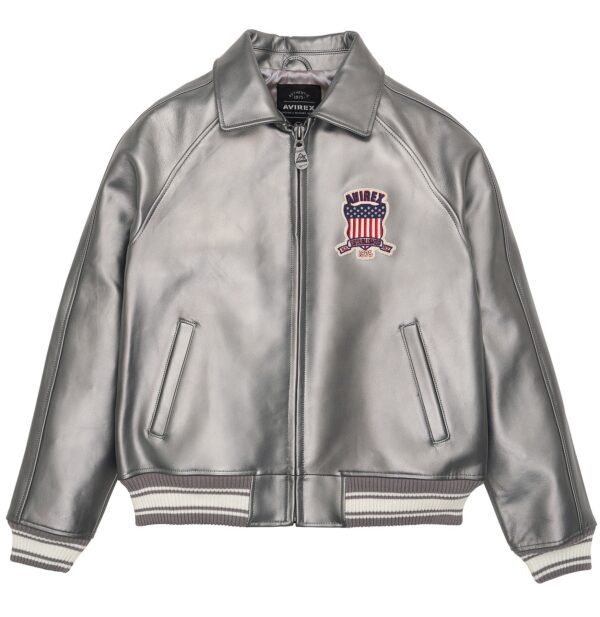 AVIREX LIMITED EDITION PEWTER METALLIC ICON JACKET IN METALLIC SILVER