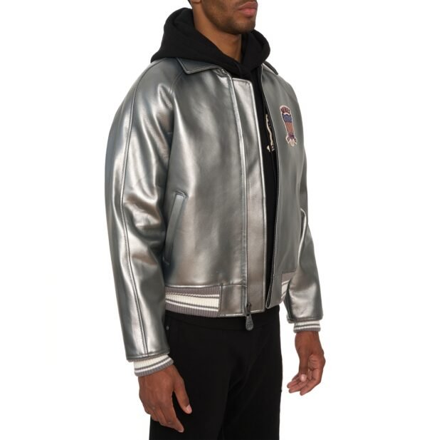 AVIREX LIMITED EDITION PEWTER METALLIC ICON JACKET IN METALLIC SILVER