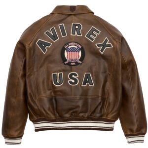 AVIREX LIMITED EDITION PEWTER METALLIC ICON JACKET IN VINTAGE BROWN