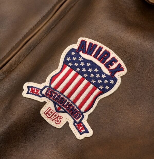 AVIREX LIMITED EDITION PEWTER METALLIC ICON JACKET IN VINTAGE BROWN