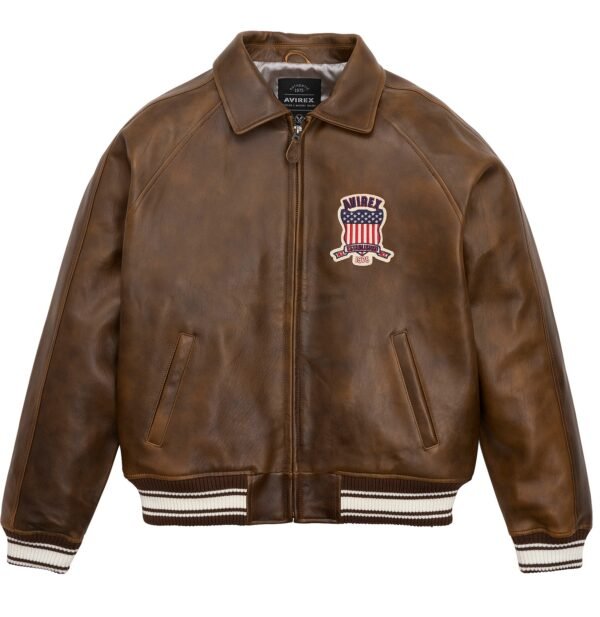 AVIREX LIMITED EDITION PEWTER METALLIC ICON JACKET IN VINTAGE BROWN