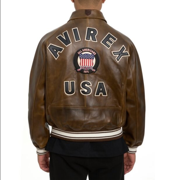 AVIREX LIMITED EDITION PEWTER METALLIC ICON JACKET IN VINTAGE BROWN