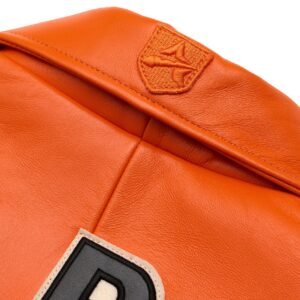 AVIREX ICON LEATHER JACKET IN ORANGE