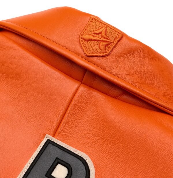 AVIREX ICON LEATHER JACKET IN ORANGE