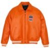 AVIREX ICON LEATHER JACKET IN ORANGE