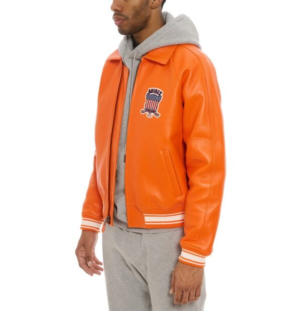 AVIREX ICON LEATHER JACKET IN ORANGE