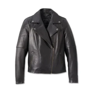 HARLEY WOMEN'S CLASSSIC BIKER DEBOSSED LEATHR JACKET