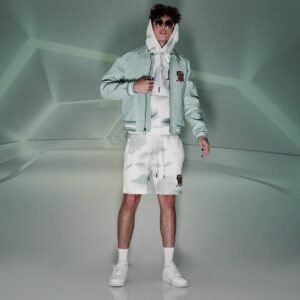 AVIREX ICON LEATHER JACKET IN SEAFOAM