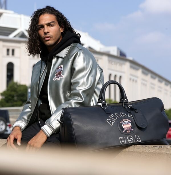 AVIREX LIMITED EDITION PEWTER METALLIC ICON JACKET IN METALLIC SILVER