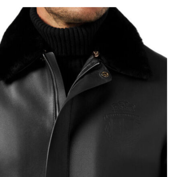 Luxurious Fur-Collared Leather Blouson