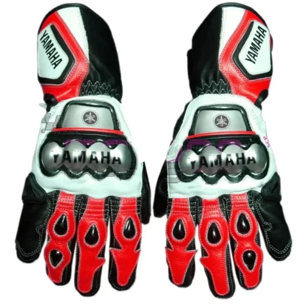 YAMAHA Motorcycle Racing Leather Gloves Red