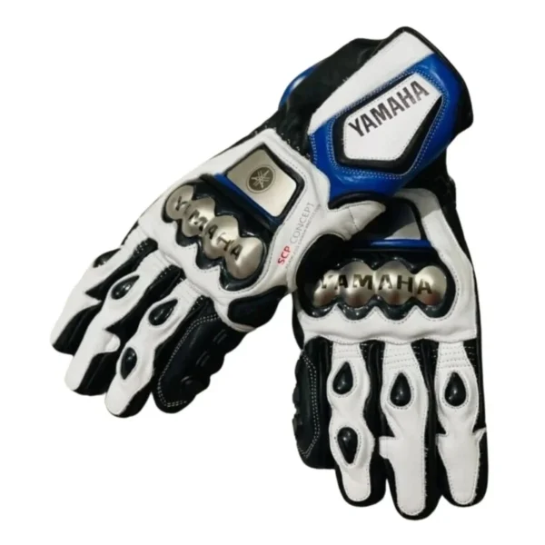 Yamaha R1 R4 Blue Motorbike Riding Leather Motorcycle Gloves