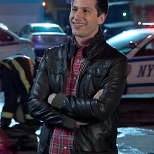 NEW ANDY SAMBERG BROOKLYN NINE-NINE LEATHER JACKET