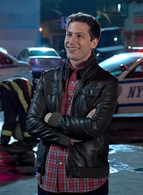 NEW ANDY SAMBERG BROOKLYN NINE-NINE LEATHER JACKET