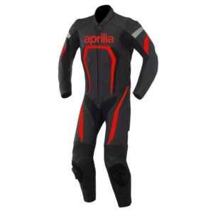 APRILIA MOTORCYCLE BLACK AND RED LEATHER SUIT