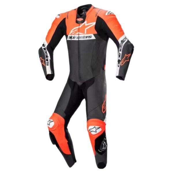 ALPINESTARS MISSILE V2 WARD 1 PC LEATHER MC LEATHER SUIT BLACK RED FLUO WHITE