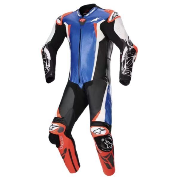 ALPINESTARS ABSOLUTE V2 1 PC LEATHER MC LEATHER SUIT METALLIC BLUE BLACK WHITE RDFL