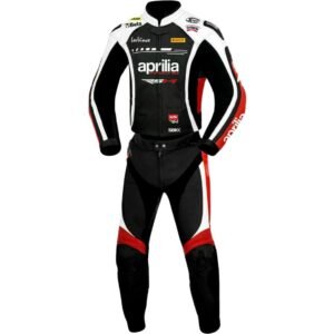 APRILIA RSV4 MOTORCYCLE RACING BLACK LEATHER SUIT